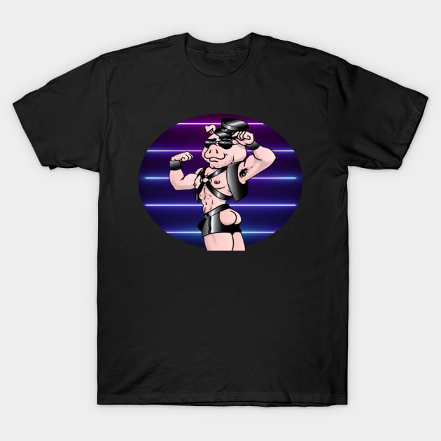 Neon Leather Pig T-Shirt by KinkPigs